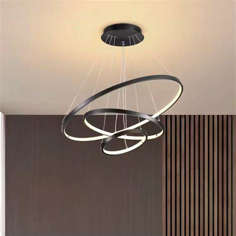 Lustre Pendente 3 Anéis LED Integrado Moderno e Sofisticado Dourad