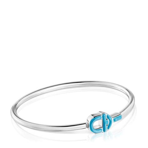 Pulsera Esclava De Plata Y Motivo En Color Azul TOUS MANIFESTO TOUS