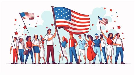 A Cartoon Of People Holding Flags And One Of Them Is Holding A Flag