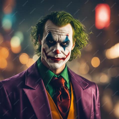 Premium Ai Image Joker Portrait Isolated On Blurred City Background