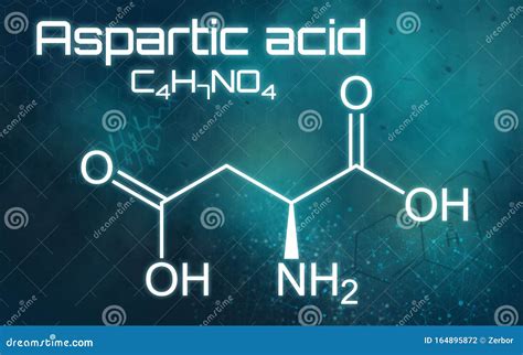 Chemical Formula Of Aspartic Acid On A Futuristic Background Stock