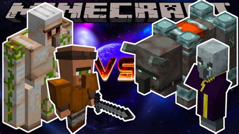 Iron Golem And Guard Vs Evoker And Ravager Wepic Fight Mod Minecraft