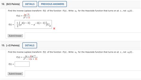 Solved F S S2 93e−3sf T 21 E3 T−3 −e−3 T−3 U3 2 Points]