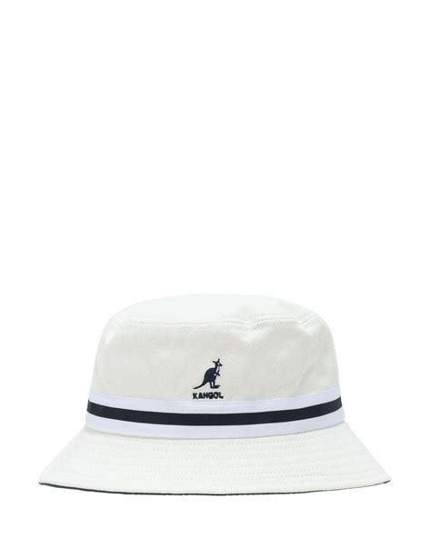 Kangol Stripe Bucket Hat In White For Men Lyst