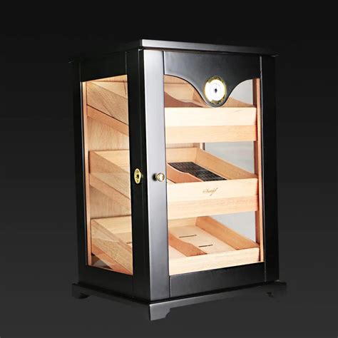 Black Cabinet Cigar Humidor High Quality Multiple Lacquer Finish Cedar