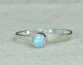 Small Silver Opal Ring Sterling Opal Ring Light Blue Opal Etsy