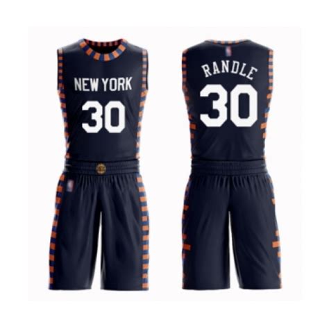 Men's New York Knicks #30 Julius Randle Swingman Navy Blue Basketball ...