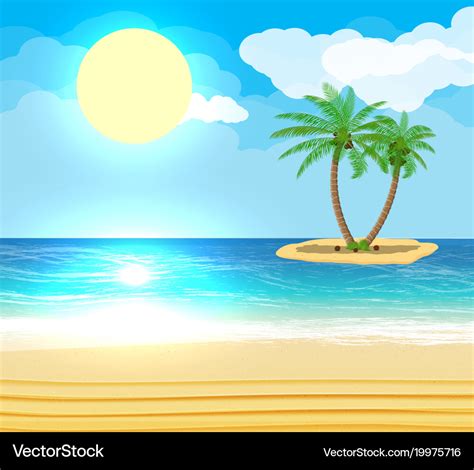 Landscape Of Palm Tree On Beach Royalty Free Vector Image