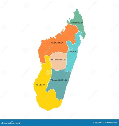 Vector Illustration Of Madagascar Administrative Divisions Map Vector