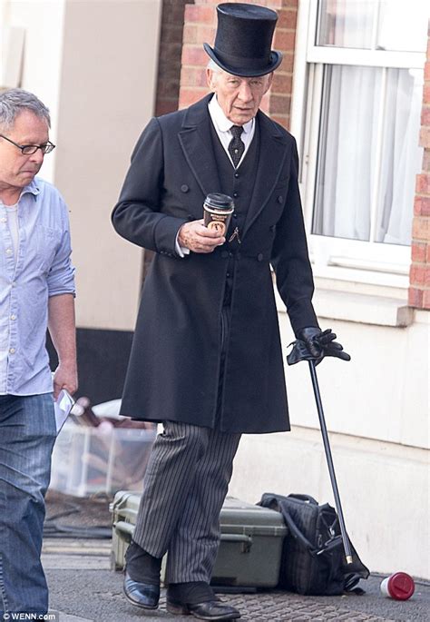 Sir Ian Mckellen Sports A Top Hat And Waistcoat On London Set Of Mr