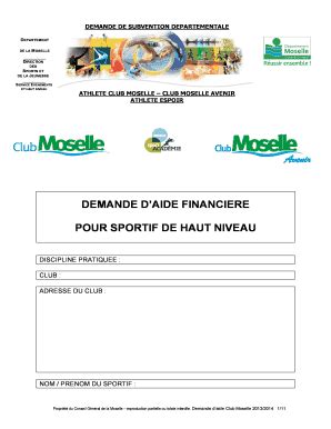 Fillable Online Cg57 Demande D Aide Financiere Pour Sportif De Haut