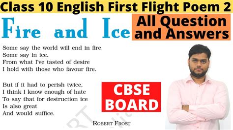 Fire And Ice Class 10 English First Flight Poem 2 All Question And Answers Youtube