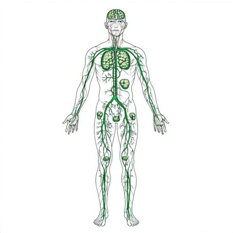 Diagrama do sistema linfático humano Nodos e vasos linfáticos imagem