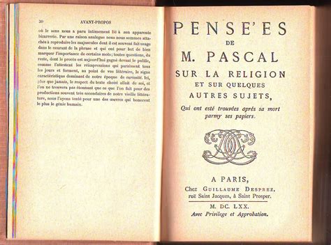 PENSEES DE BLAISE PASCAL Sur La Religion Et Sur Quelques Autres