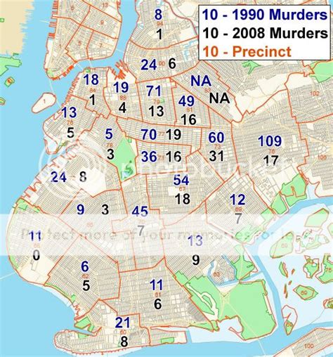 New York City Homicides By Precinct Comparison Between 1990 And