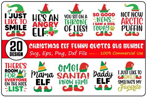 Funny Christmas Elf Quotes Bundle Graphic By Bdbgraphics · Creative