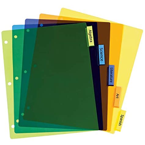 Avery Dividers For 3 Ring Binders 5 Tab Binder Dividers Plastic