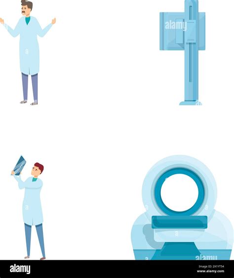 Xray Diagnostic Icons Set Cartoon Vector Doctor Examine Human Body