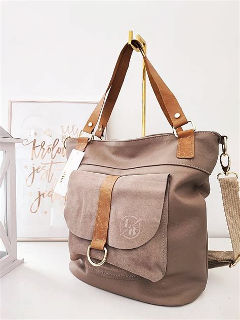 Laura Biaggi Torebka Shopper Taupe Z Kieszeni