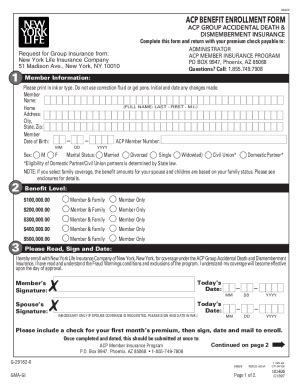 Fillable Online Acp Benefit Enrollment Form Fax Email Print Pdffiller