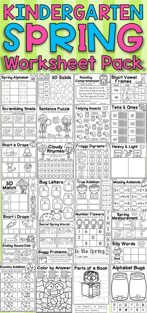 This Spring Kindergarten Math And Literacy Worksheet Pack Features 58 No Prep Worksheets Th