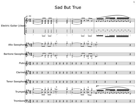 Sad But True Sheet Music For Electric Guitar Alto Saxophone