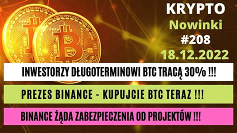 Krypto Nowinki 208 inwestorzy długoterminowi tracą 30 na BTC