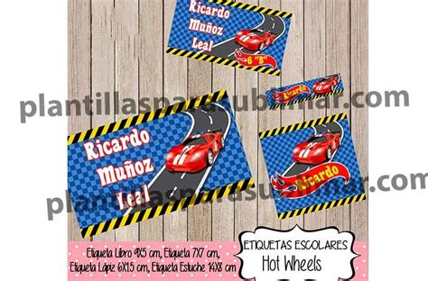 Etiquetas Escolares Hot Wheels Imprimibles Plantillas Para Sublimar