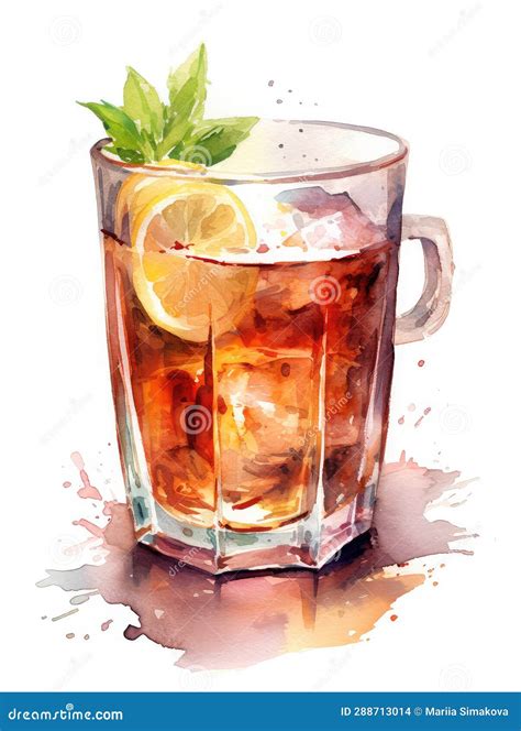 Glass Of Chai Tea Watercolor Illustration Generative Ai Stock