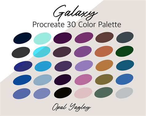 Galaxy Procreate Color Palette Night Sky Colors