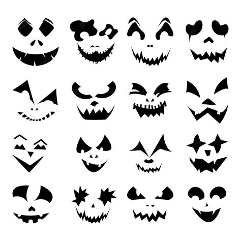 Premium Vector Set Of Vector Halloween Pumpkins Faces Jackolantern