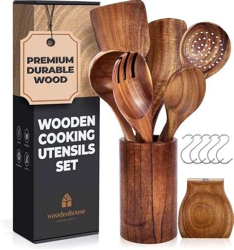 Amazon Woodenhouse Cucharas De Madera Para Cocinar Juego De