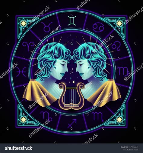 Gemini Zodiac Sign Represented By Two Stock Vector Royalty Free