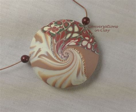 Garden Swirl Polymer Clay Lentil Bead Clay Jewelry Bead Art