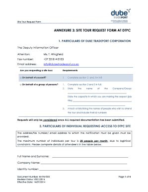 Fillable Online Dubetradeport Co Annexure Site Tour Request Form At