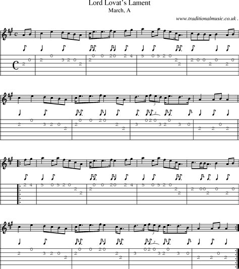 Scottish Tune Sheetmusic Midi Mp3 Guitar Chords Tabs Lord Lovats