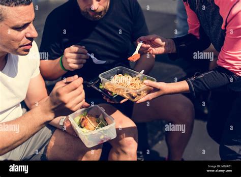 People eating healthy food Stock Photo - Alamy