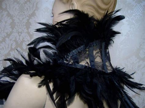 Gothic Black Feather Shrug And Burlesque Feather Boa