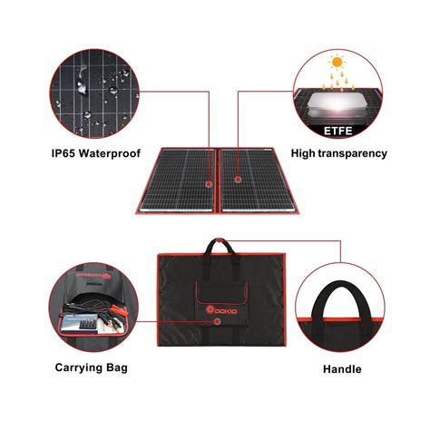 DOKIO 110w 18v Portable Foldable Solar Panel Kit 21x28inch 5 9lb