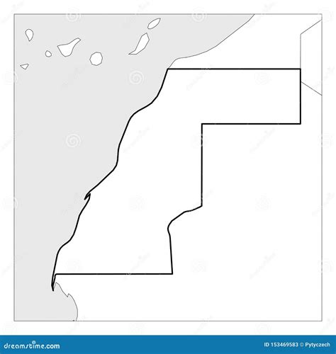 Map Of Western Sahara Black Thick Outline Highlighted With Neighbor