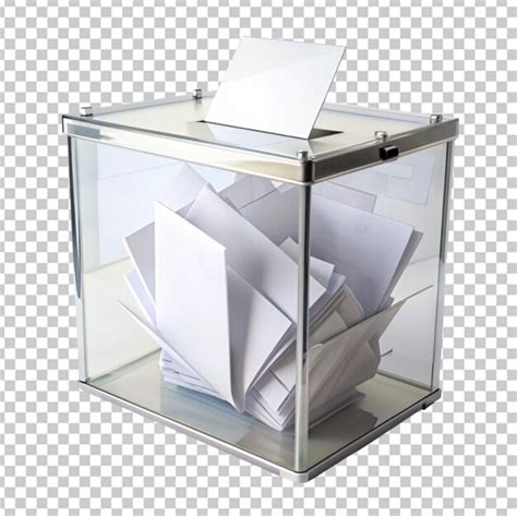 Premium PSD | Electoral ballot box with papers insi transparent background