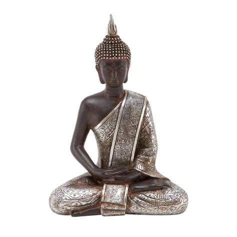 Litton Lane Black Polystone Meditating Buddha Sculpture With Engraved