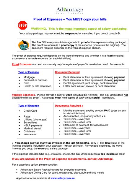 Fillable Online Proof Of Expenses You Must Copy Your Bills Salary Fax