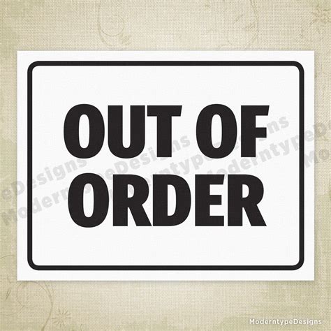 Out Of Order Printable Sign