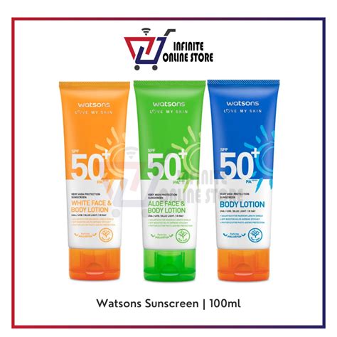 Watsons Sunscreen Face Body Lotion Spf50 Pa 100ml Whitening Aloe Body Lotion