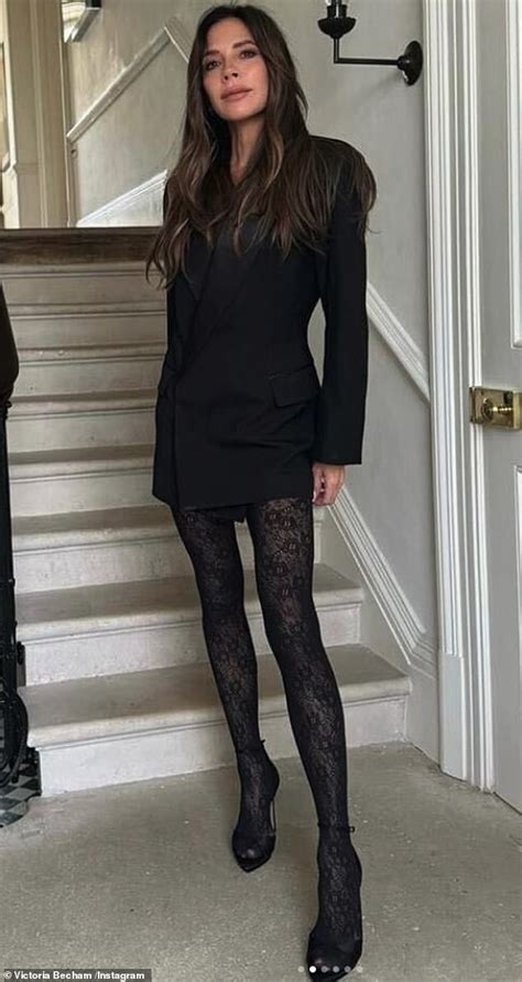 Victoria Beckham 49 Puts On A Very Leggy Display In A Tiny Black Mini