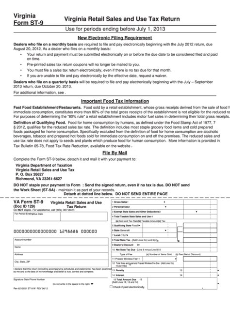 Va Dept Of Taxation Form St 9