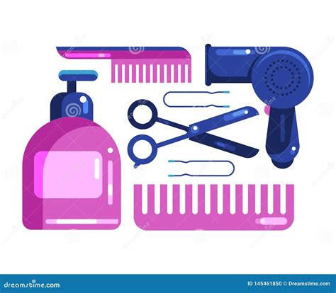 Hair Care Set Of Cosmetics And Hair Technology Stock Vector