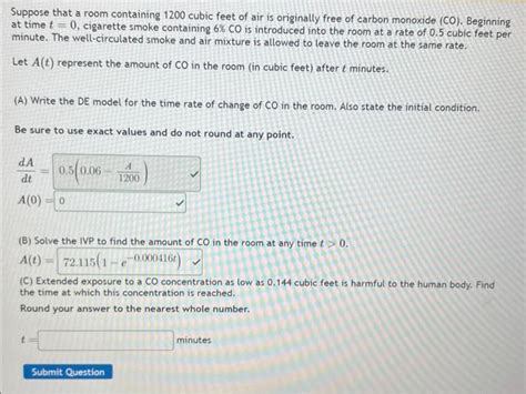 Solved Suppose That A Room Containing Cubic Feet Of Air Chegg