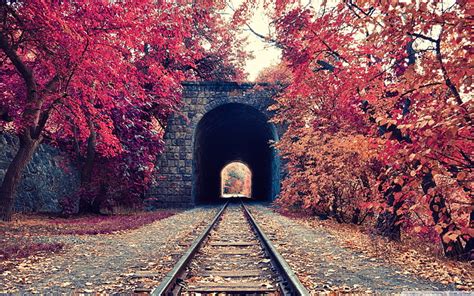 Hd Wallpaper Tunnel With Dim Light Illuminated Neon Red No People Orange Color Wallpaper